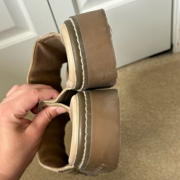 Vintage Skechers Y2K Tan Leather Platform Sandals Slip On Open Toe Slides 11 41 - Picture 6 of 10